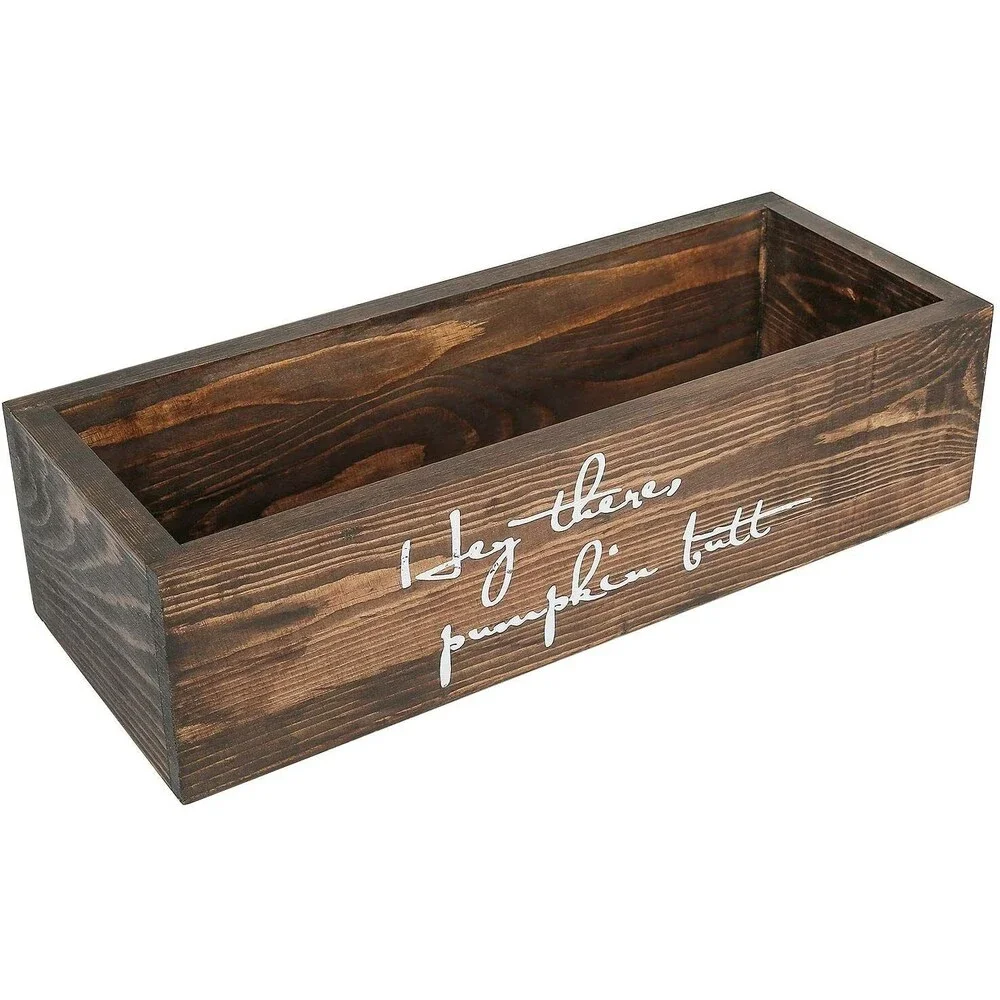 2 Sided Bathroom Decor Box with Funny Words, Rustic Wooden Toilet Paper Holder